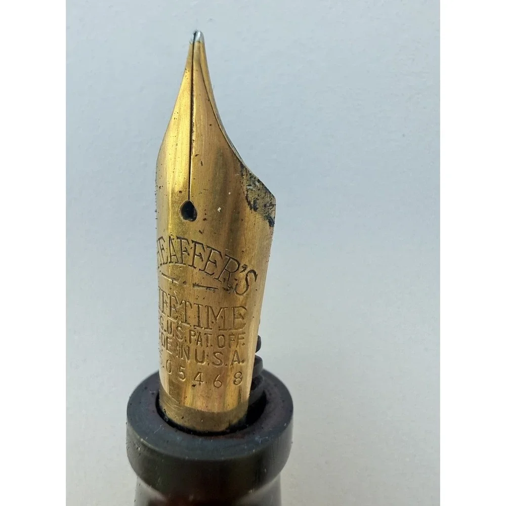 1920 Sheaffer Flat Top Full Sz 14k Nib Fountain Pen Jade Green Marbled White Dot